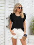 Ribbed Knit Mock Neck Top with Short Sleeves