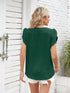 Ribbed Knit Mock Neck Top with Short Sleeves