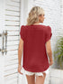 Ribbed Knit Mock Neck Top with Short Sleeves
