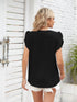 Ribbed Knit Mock Neck Top with Short Sleeves