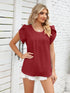 Ribbed Knit Mock Neck Top with Short Sleeves