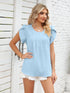 Ribbed Knit Mock Neck Top with Short Sleeves