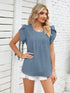 Ribbed Knit Mock Neck Top with Short Sleeves