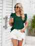 Ribbed Knit Mock Neck Top with Short Sleeves