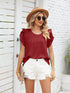 Ribbed Knit Mock Neck Top with Short Sleeves