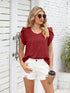 Ribbed Knit Mock Neck Top with Short Sleeves