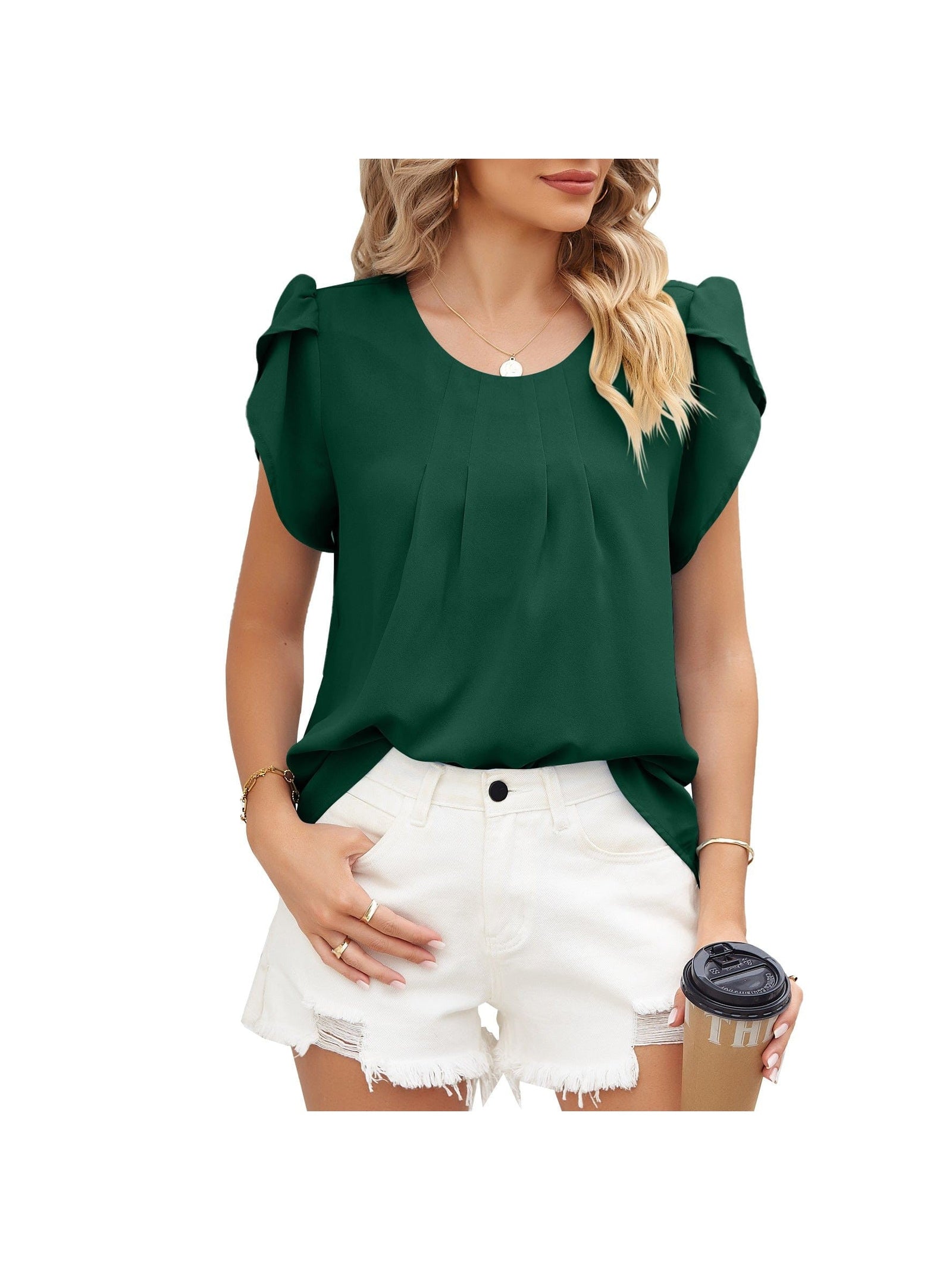 Ribbed Knit Mock Neck Top with Short Sleeves