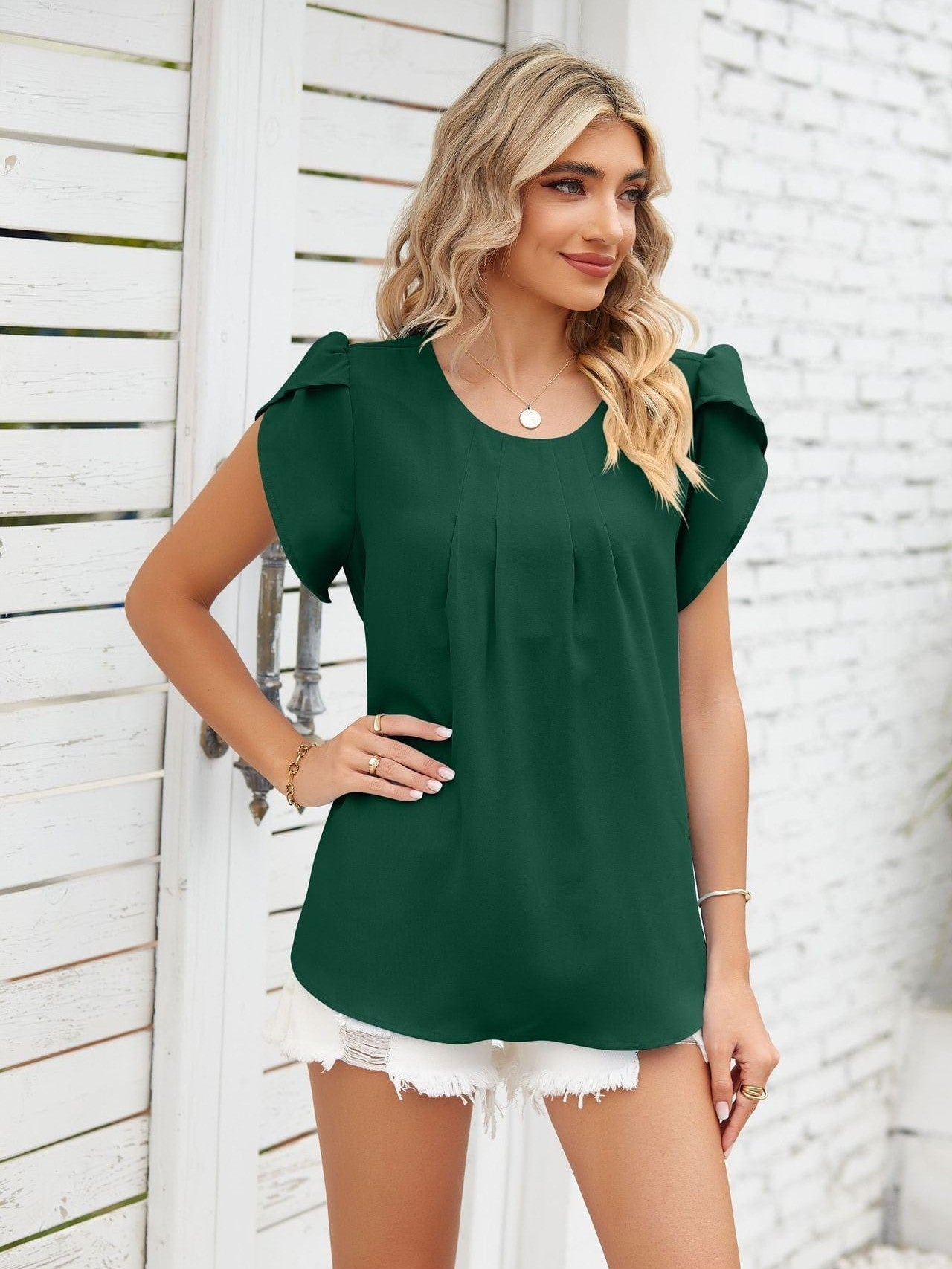 Ribbed Knit Mock Neck Top with Short Sleeves