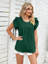 Ribbed Knit Mock Neck Top with Short Sleeves