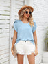 Ribbed Knit Mock Neck Top with Short Sleeves
