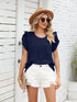 Ribbed Knit Mock Neck Top with Short Sleeves