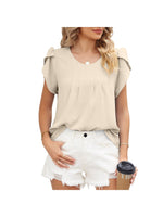 Ribbed Knit Mock Neck Top with Short Sleeves