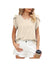 Ribbed Knit Mock Neck Top with Short Sleeves