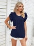 Ribbed Knit Mock Neck Top with Short Sleeves