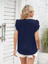 Ribbed Knit Mock Neck Top with Short Sleeves