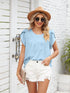 Ribbed Knit Mock Neck Top with Short Sleeves