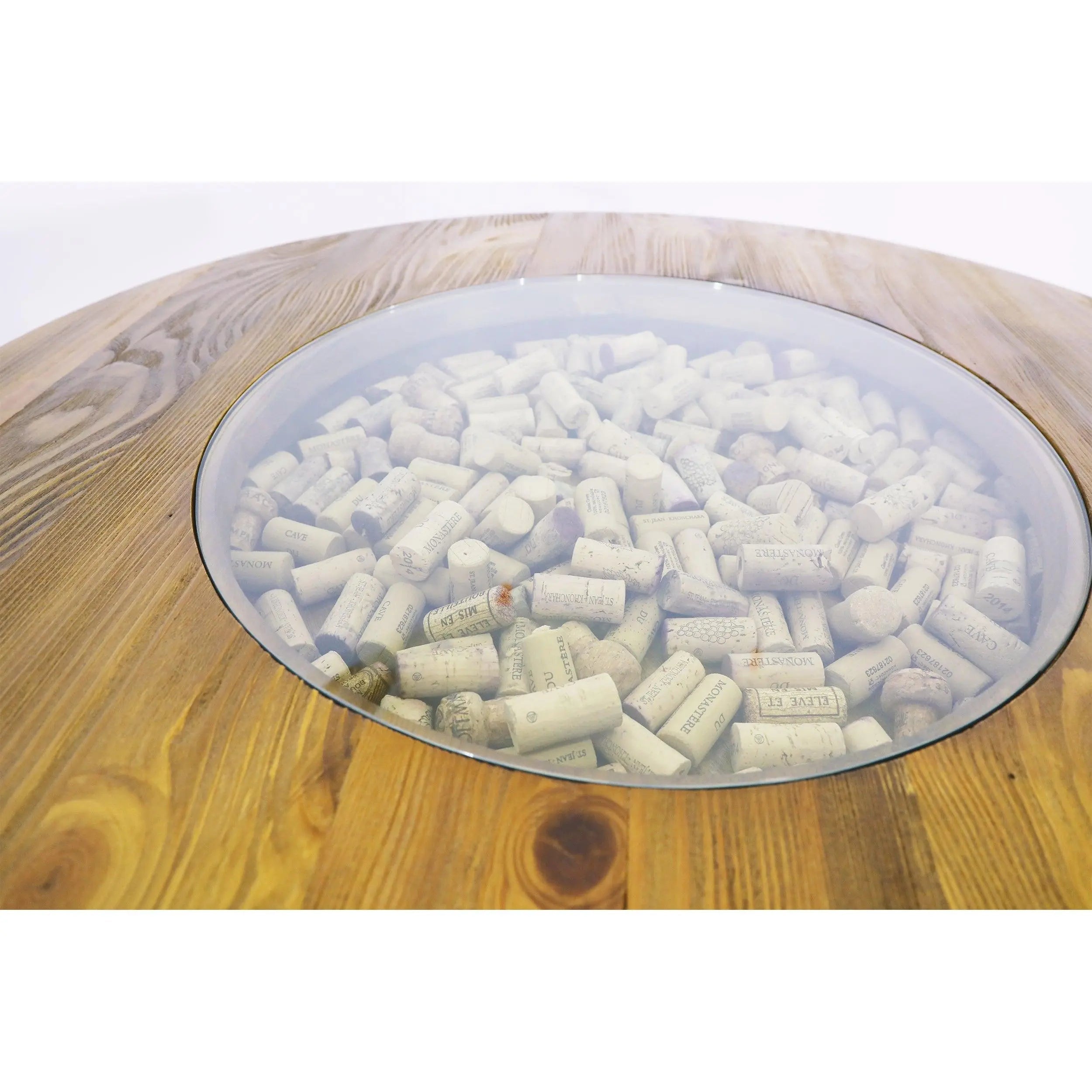 Tablero de mesa con centro de vidrio para barril de whisky o vino, estilo rústico recuperado, elegante, madera maciza cepillada a mano - Envío gratuito