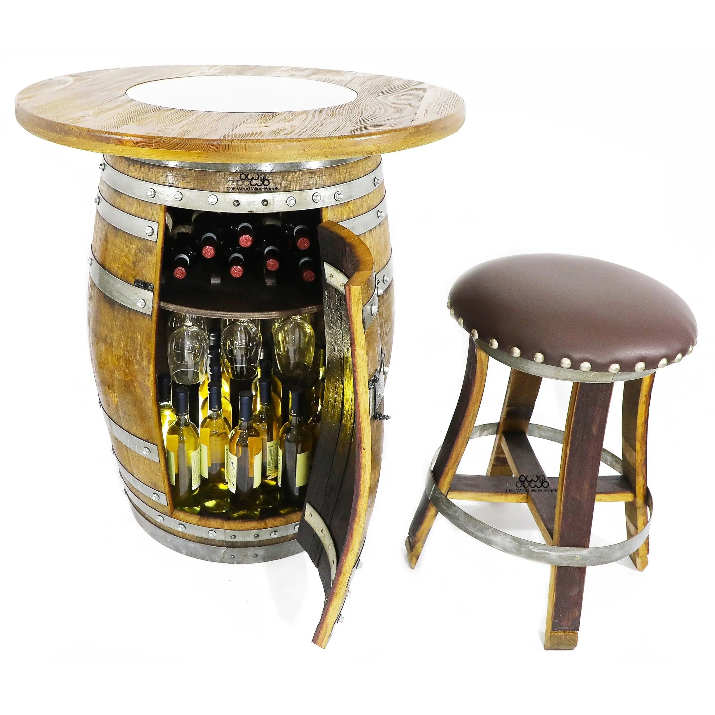 Tablero de mesa con centro de vidrio para barril de whisky o vino, estilo rústico recuperado, elegante, madera maciza cepillada a mano - Envío gratuito