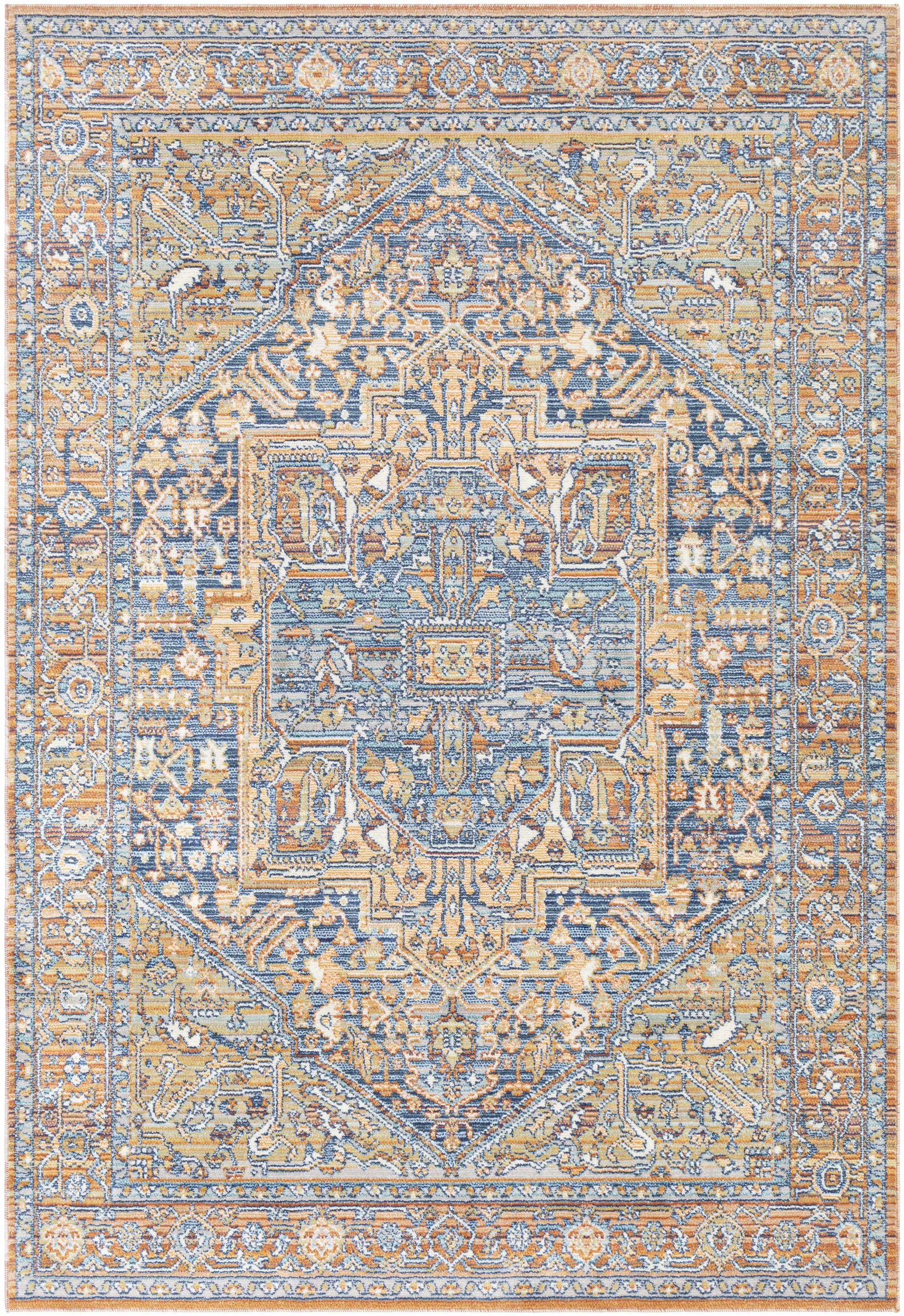 Alfombra con medallón azul y naranja de Ripponlea