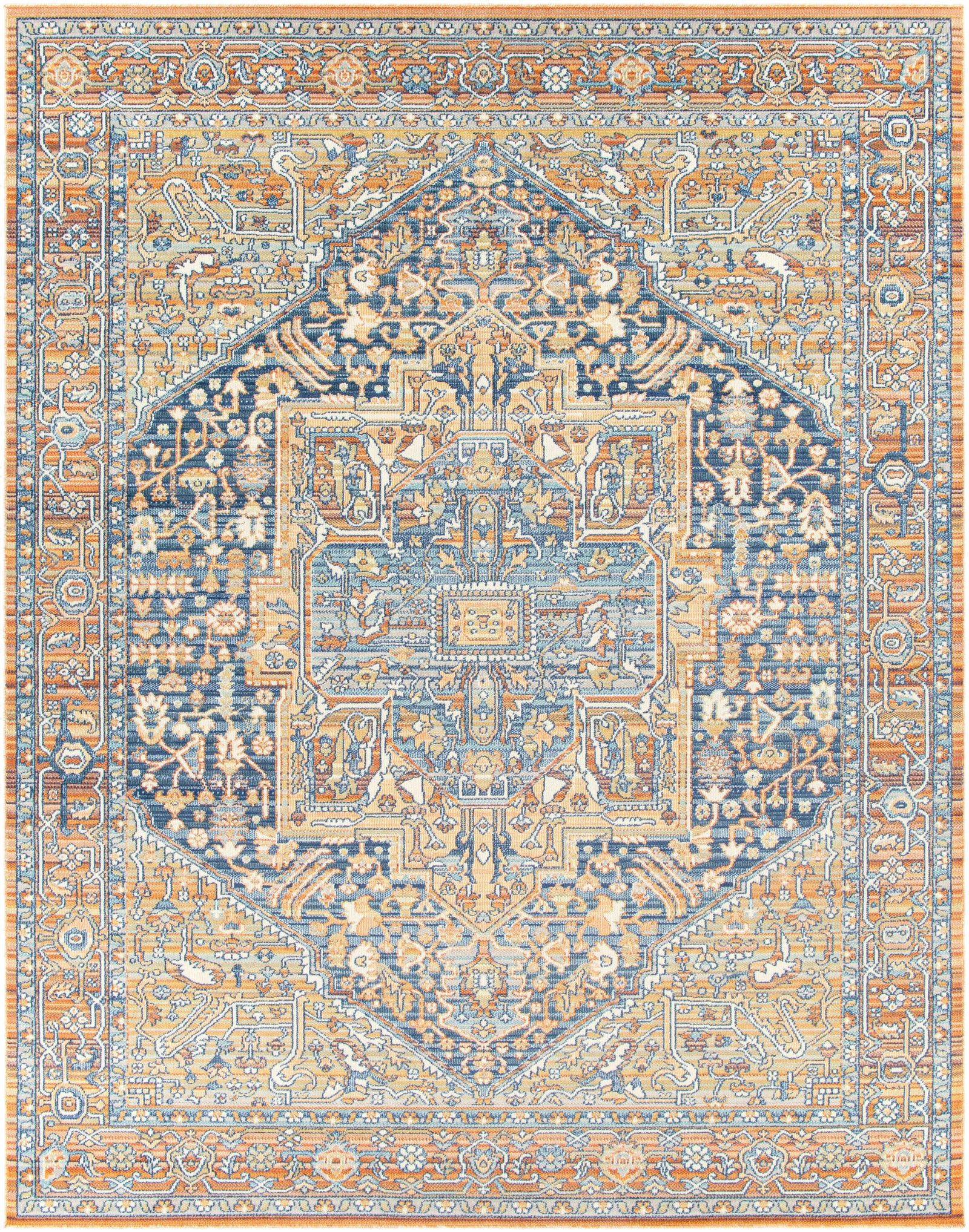 Alfombra con medallón azul y naranja de Ripponlea