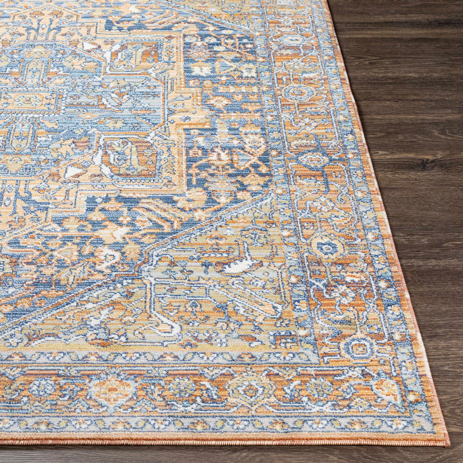 Alfombra con medallón azul y naranja de Ripponlea