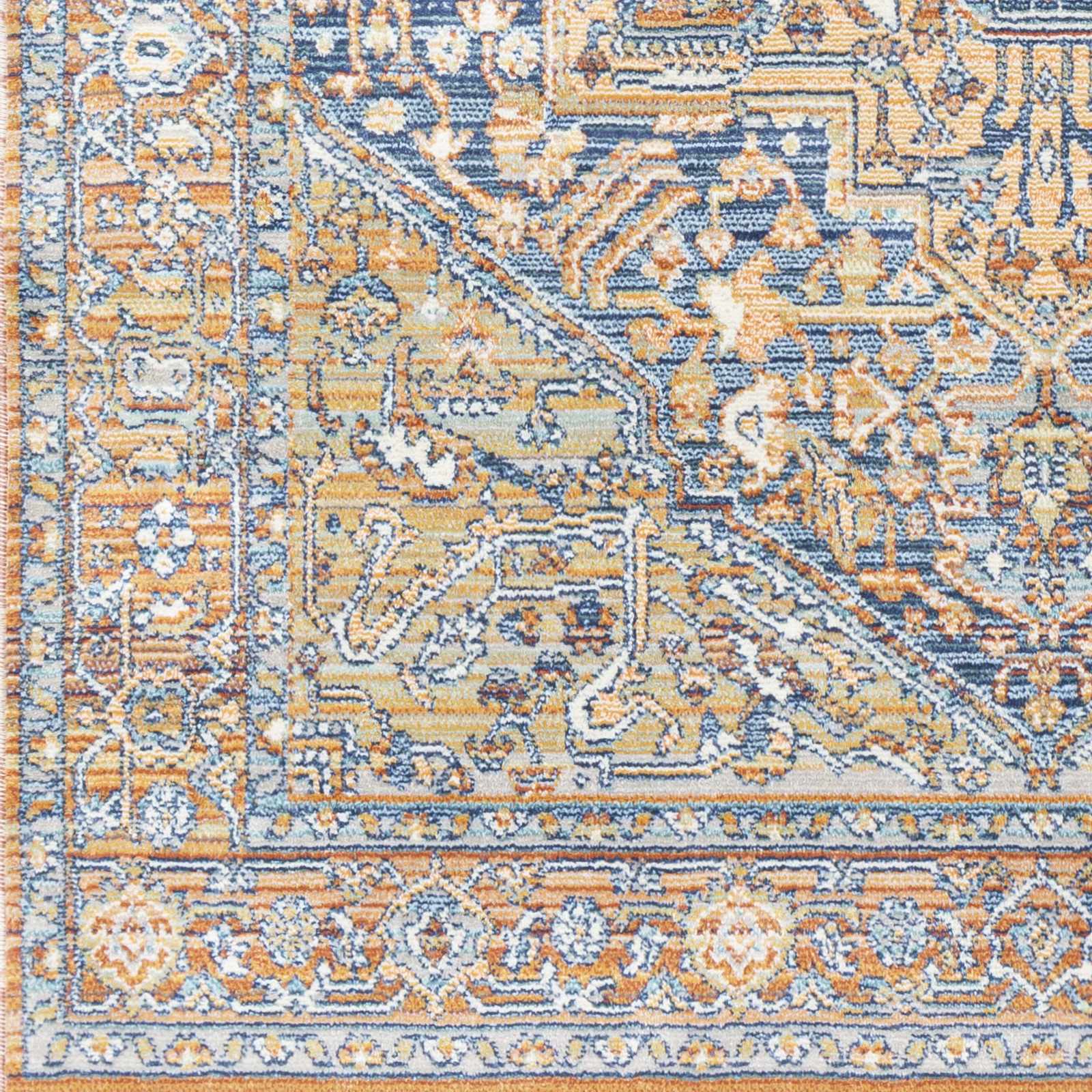 Alfombra con medallón azul y naranja de Ripponlea