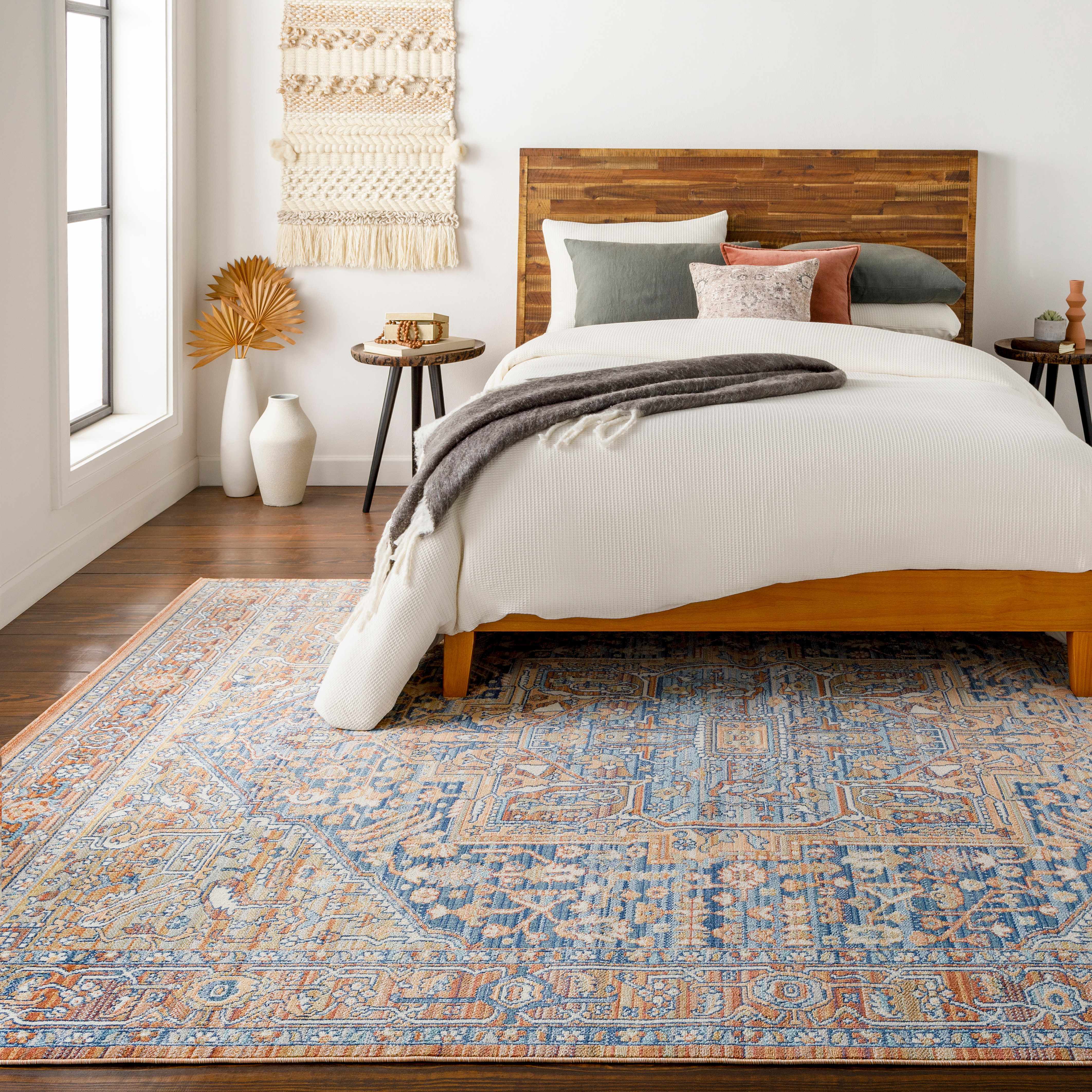 Alfombra con medallón azul y naranja de Ripponlea
