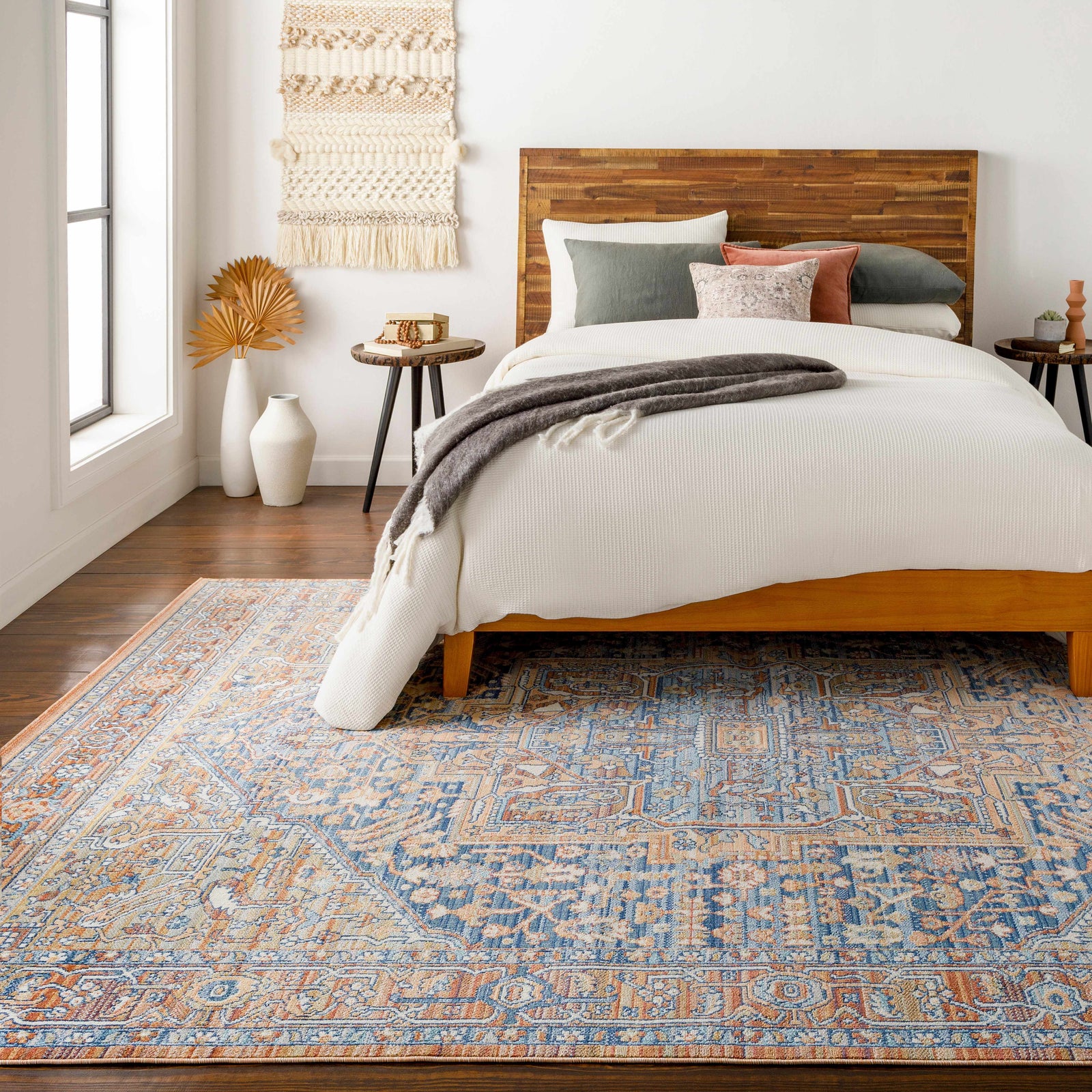 Alfombra con medallón azul y naranja de Ripponlea