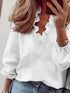 Relaxed Fit Ribbed Knit Blouse with Lace Trim