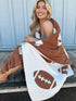 Rugby-Inspired Chestnut and Brown Color Block Fleece Blanket - Cozy Home Decor Addition