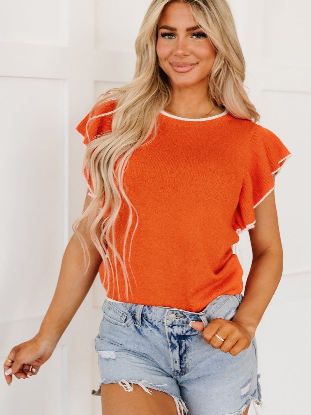 Summer Knit Ruffle Top