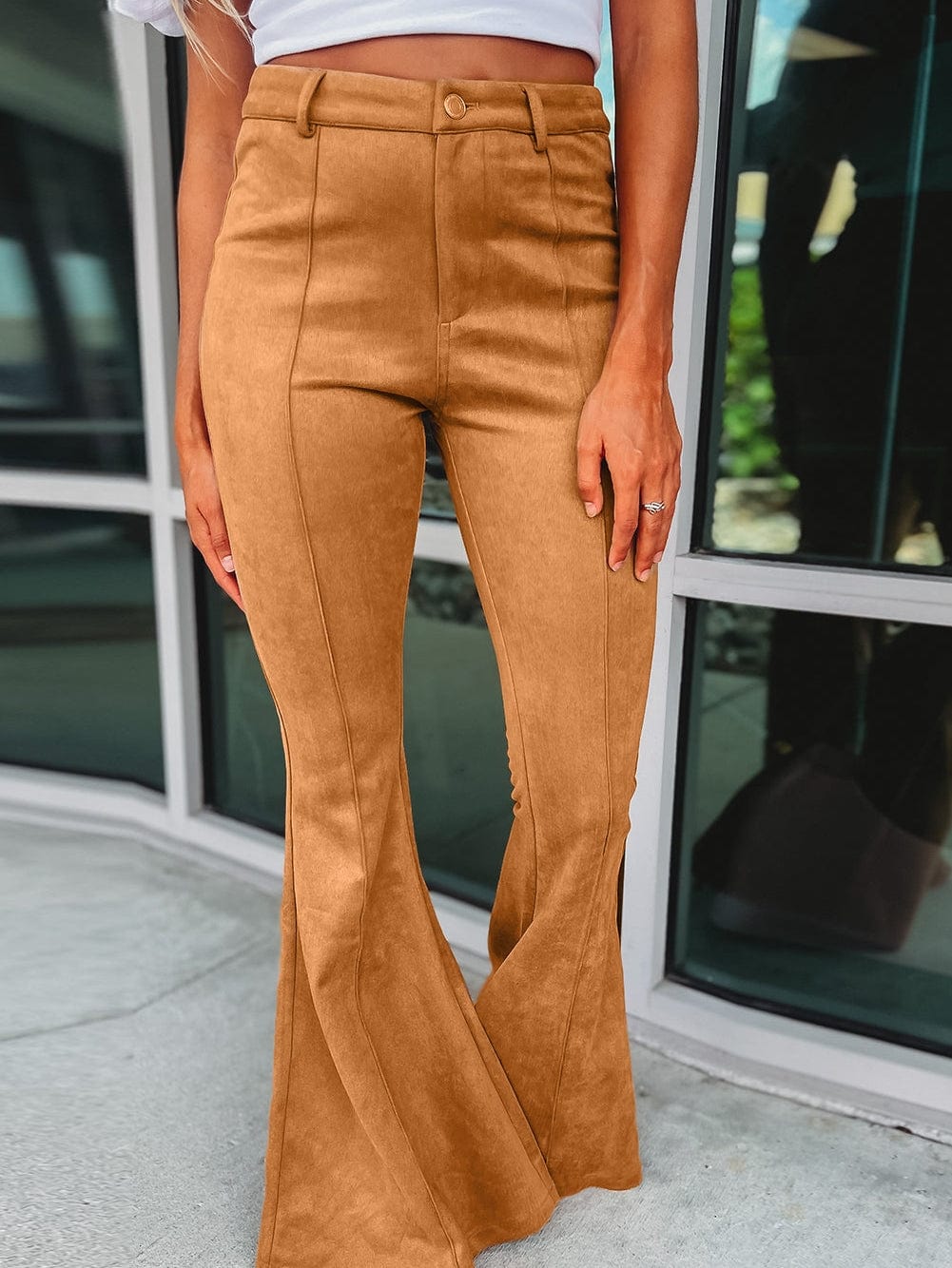 Modern Suede Flare Trousers