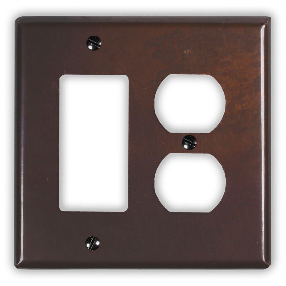 Cobre rústico: 1 placa basculante y 1 placa de pared dúplex