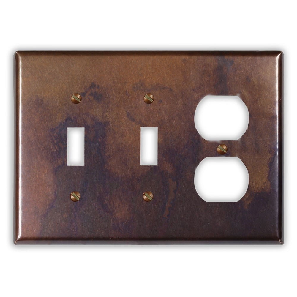 Cobre rústico: 2 placas de pared con palanca y 1 placa de pared dúplex