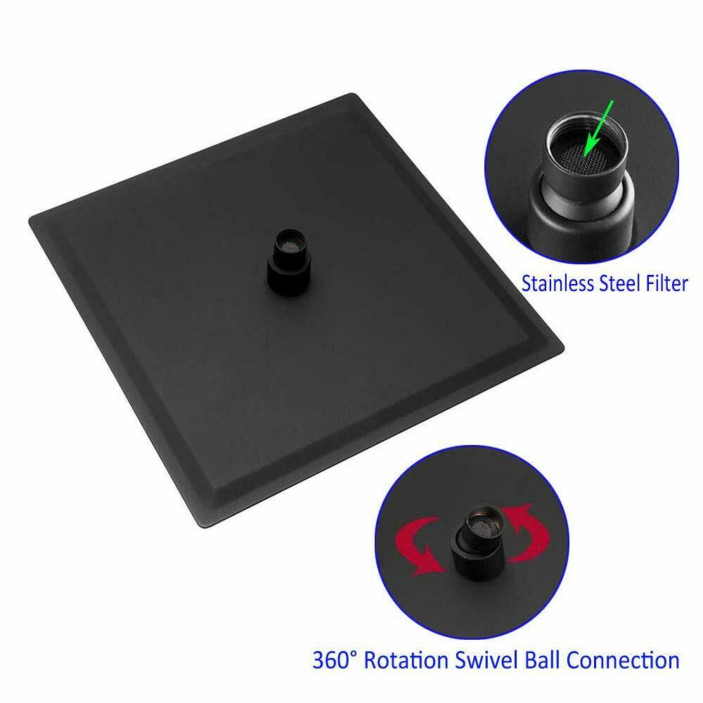 Grifo de ducha de lluvia de pared negro mate de doble función con válvula de compensación de presión
