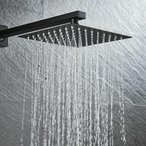 Grifo de ducha de lluvia de pared negro mate de doble función con válvula de compensación de presión