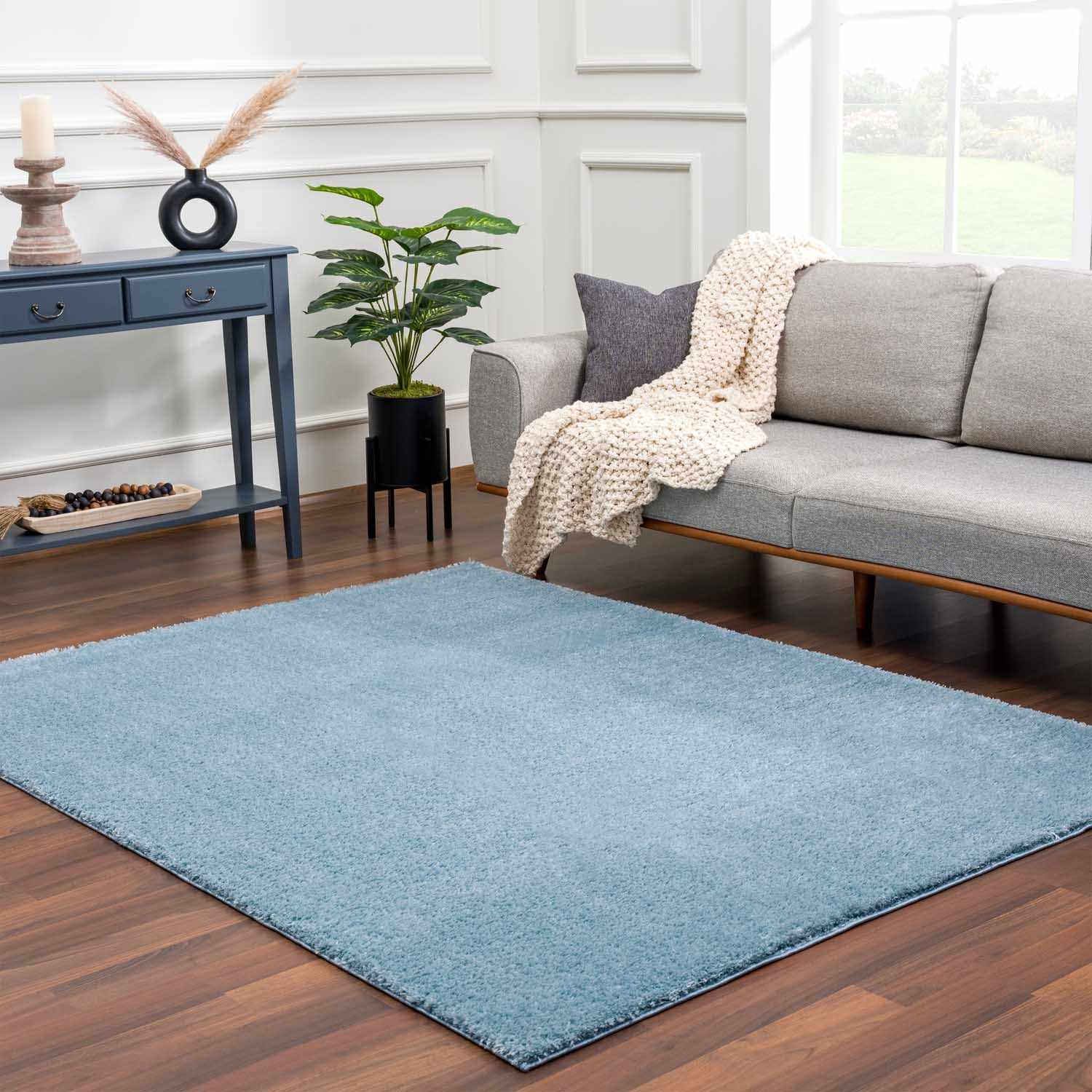 Alfombra de felpa azul sólida Heavenly - Liquidación