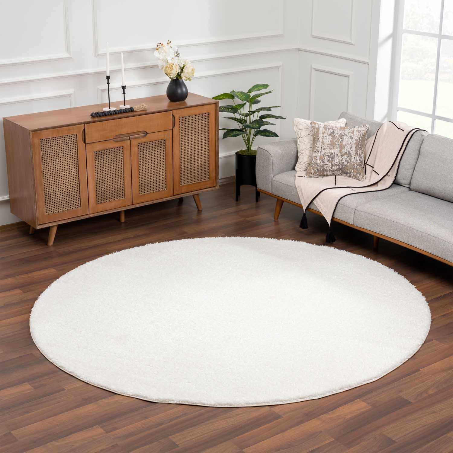 Alfombra de felpa color crema sólida celestial