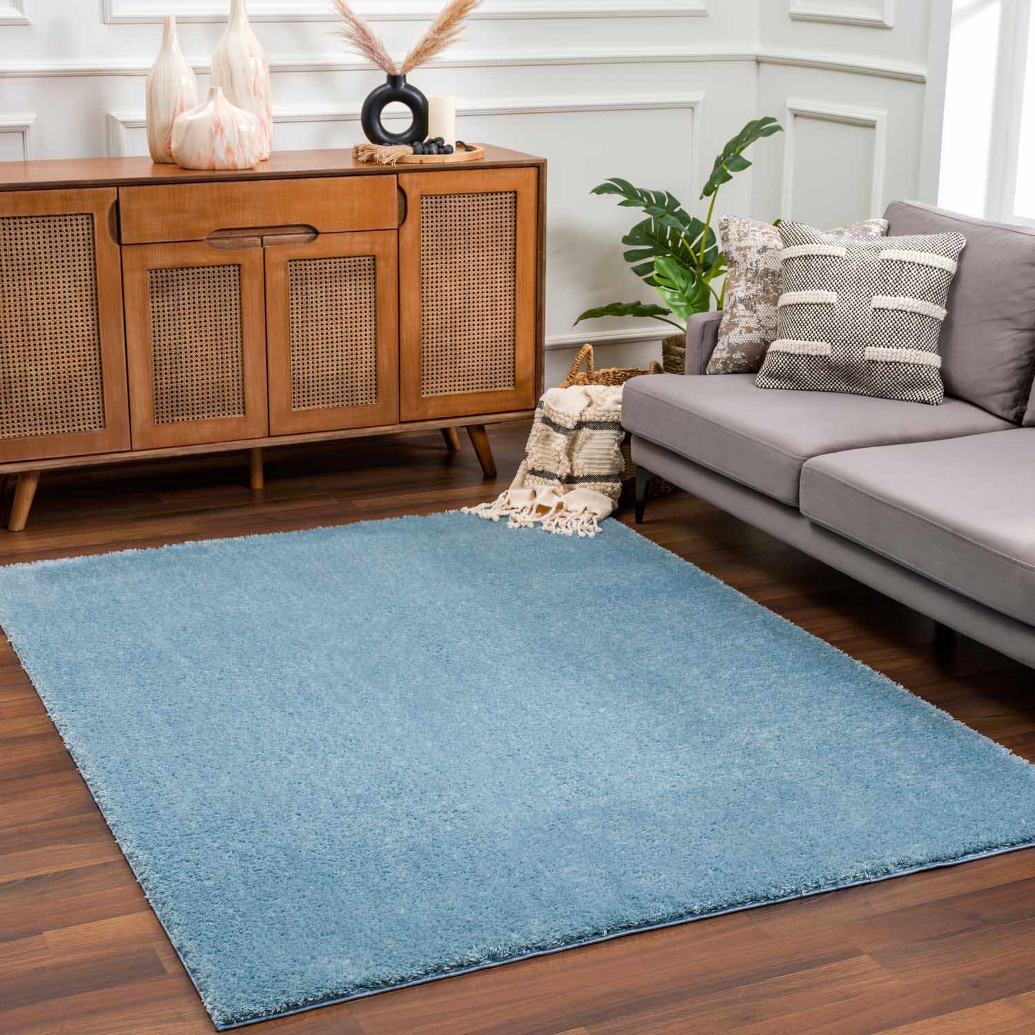 Alfombra de felpa azul sólida Heavenly - Liquidación