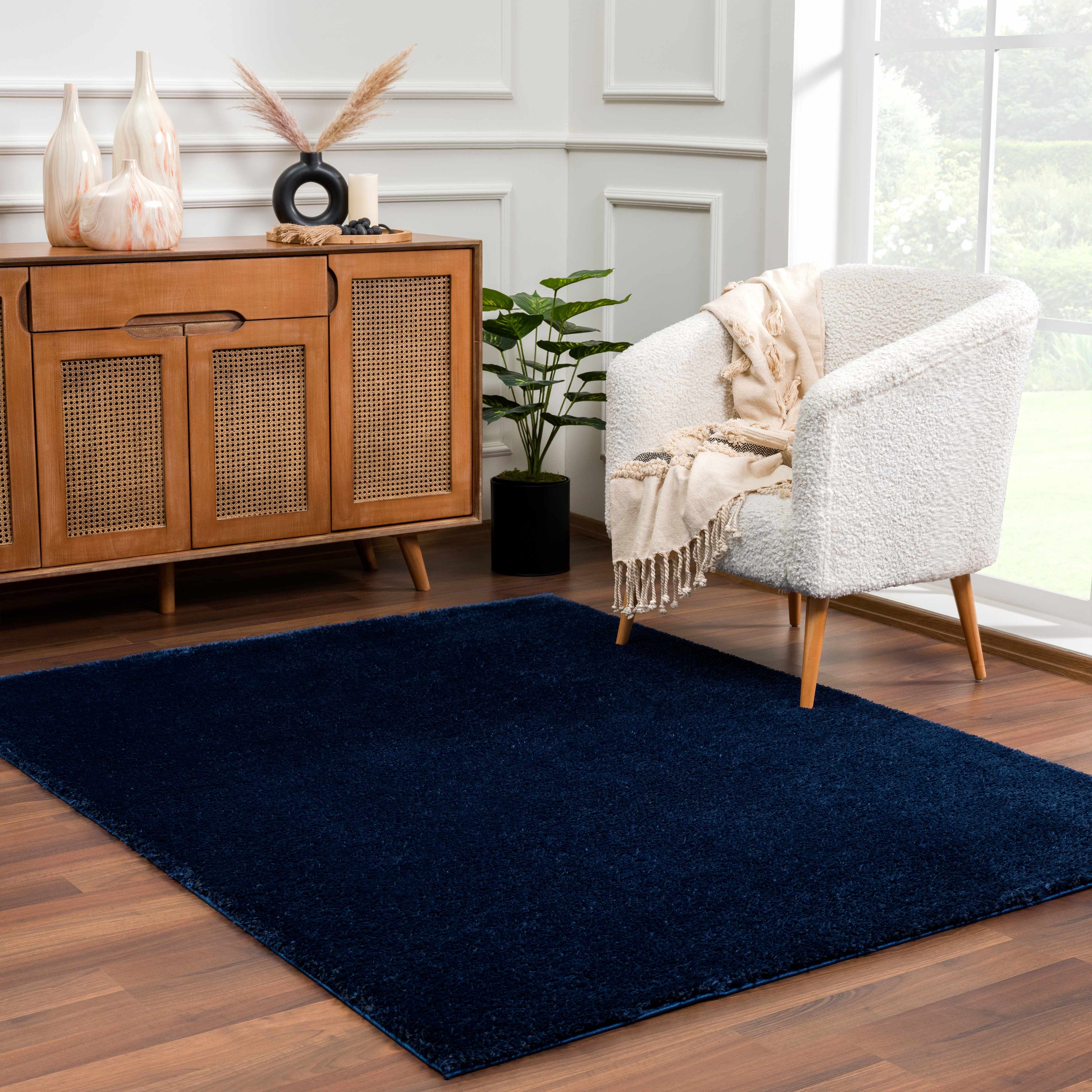 Alfombra de pelo largo Heavenly Solid Navy Blue - Liquidación
