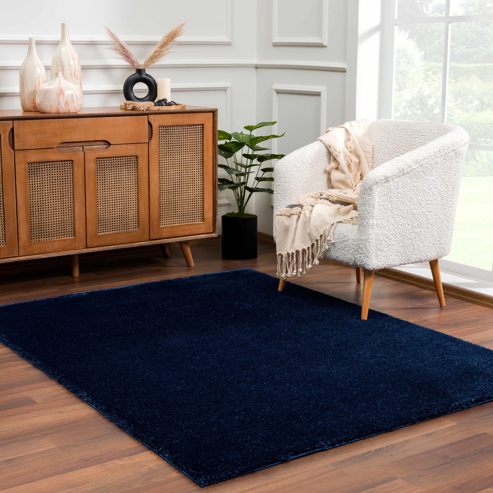 Alfombra de pelo largo Heavenly Solid Navy Blue - Liquidación