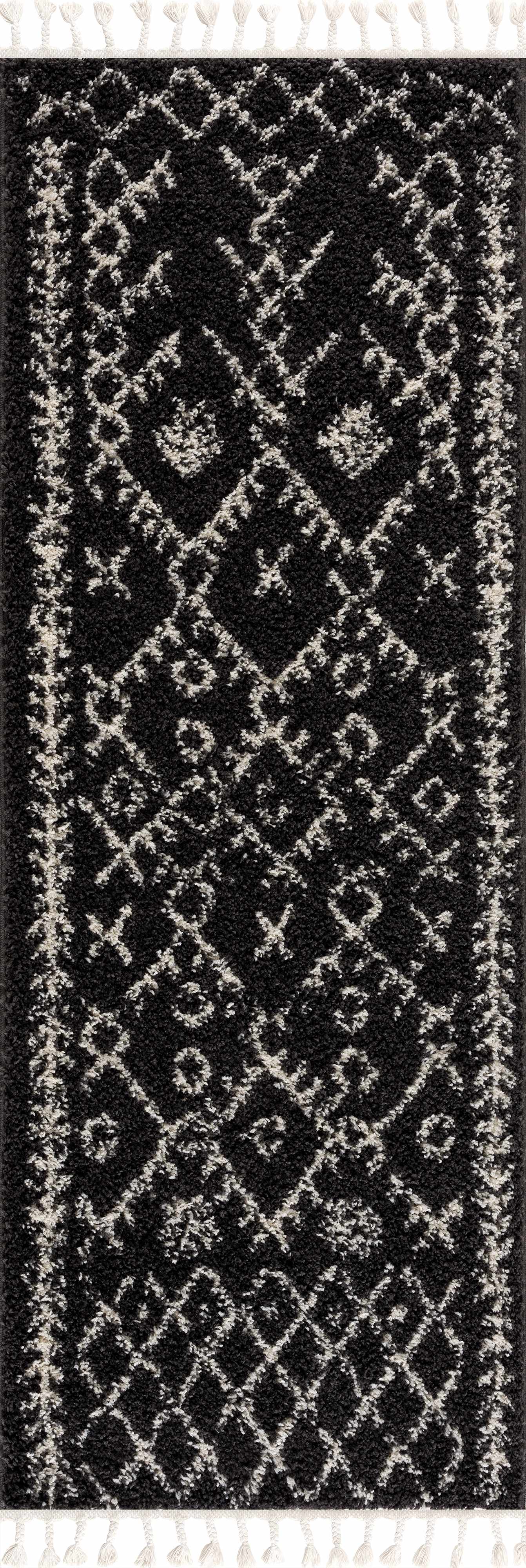 Alfombra bereber Thetford negra de pelo largo - Liquidación