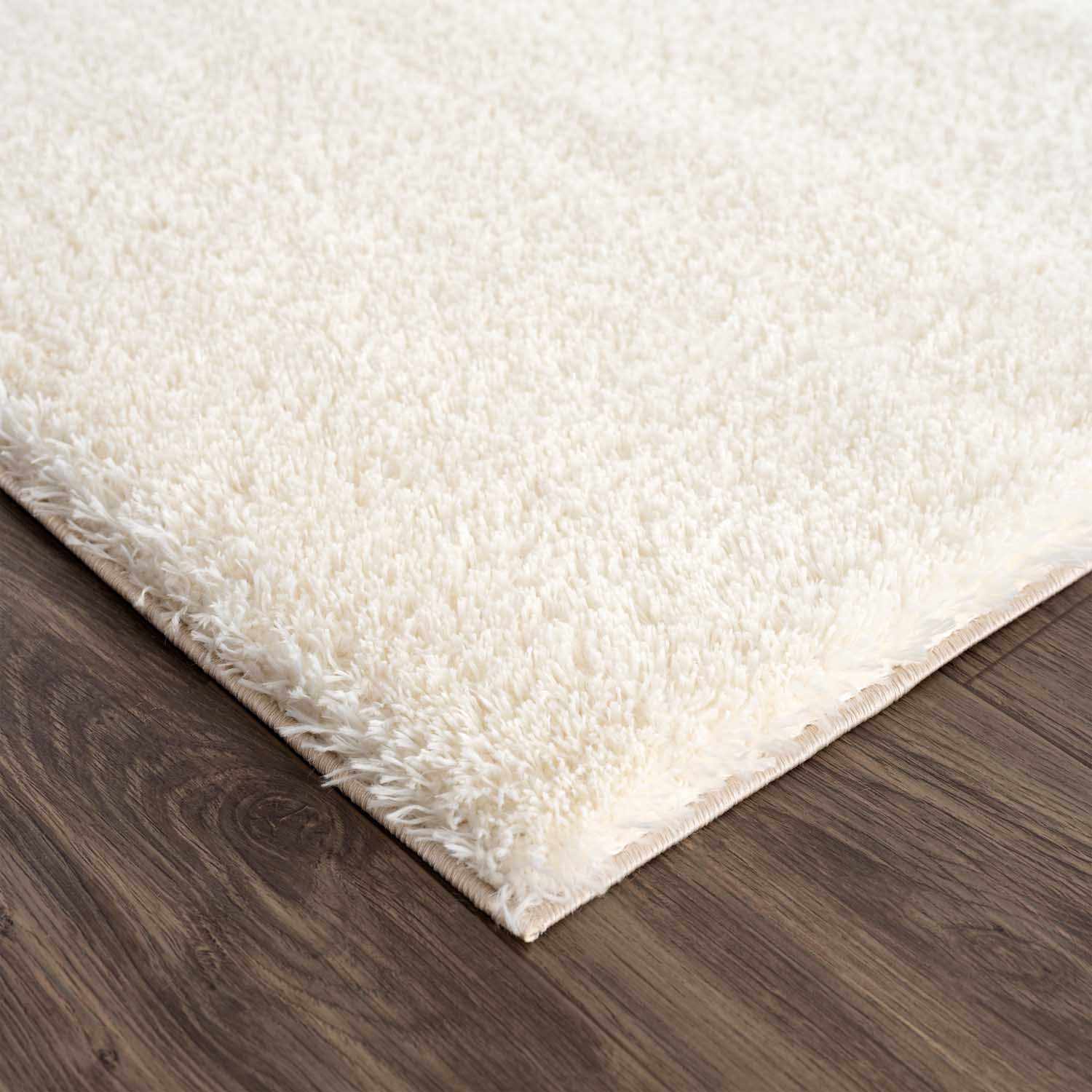 Alfombra de felpa color crema sólida celestial