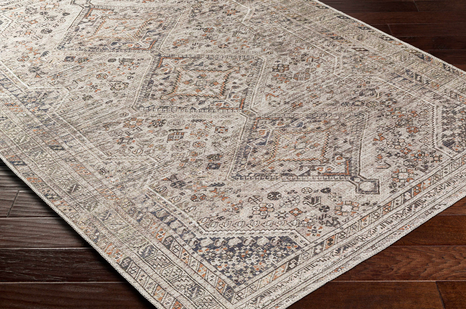 Alfombra lavable de pelo plano beige Barny
