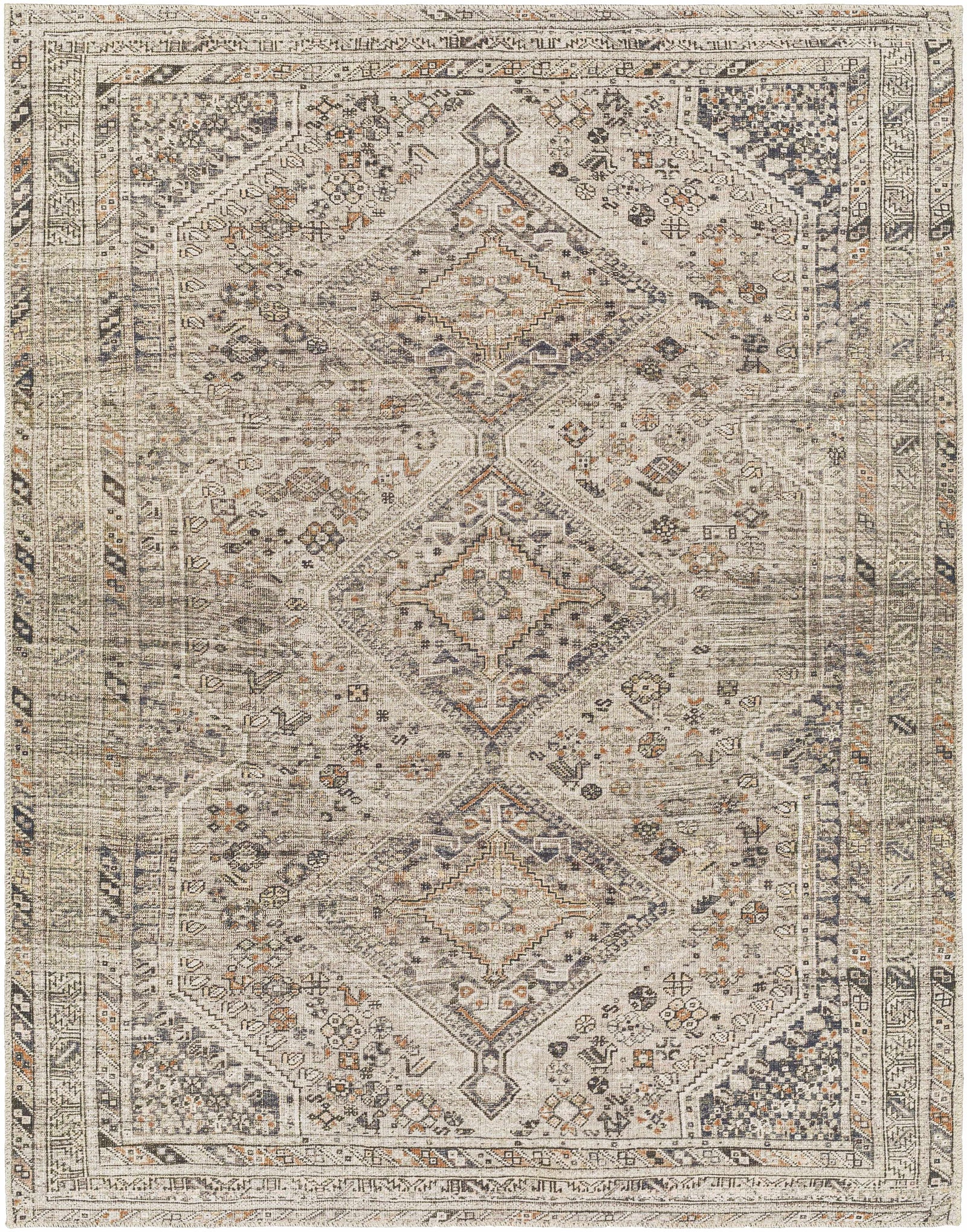 Alfombra lavable de pelo plano beige Barny
