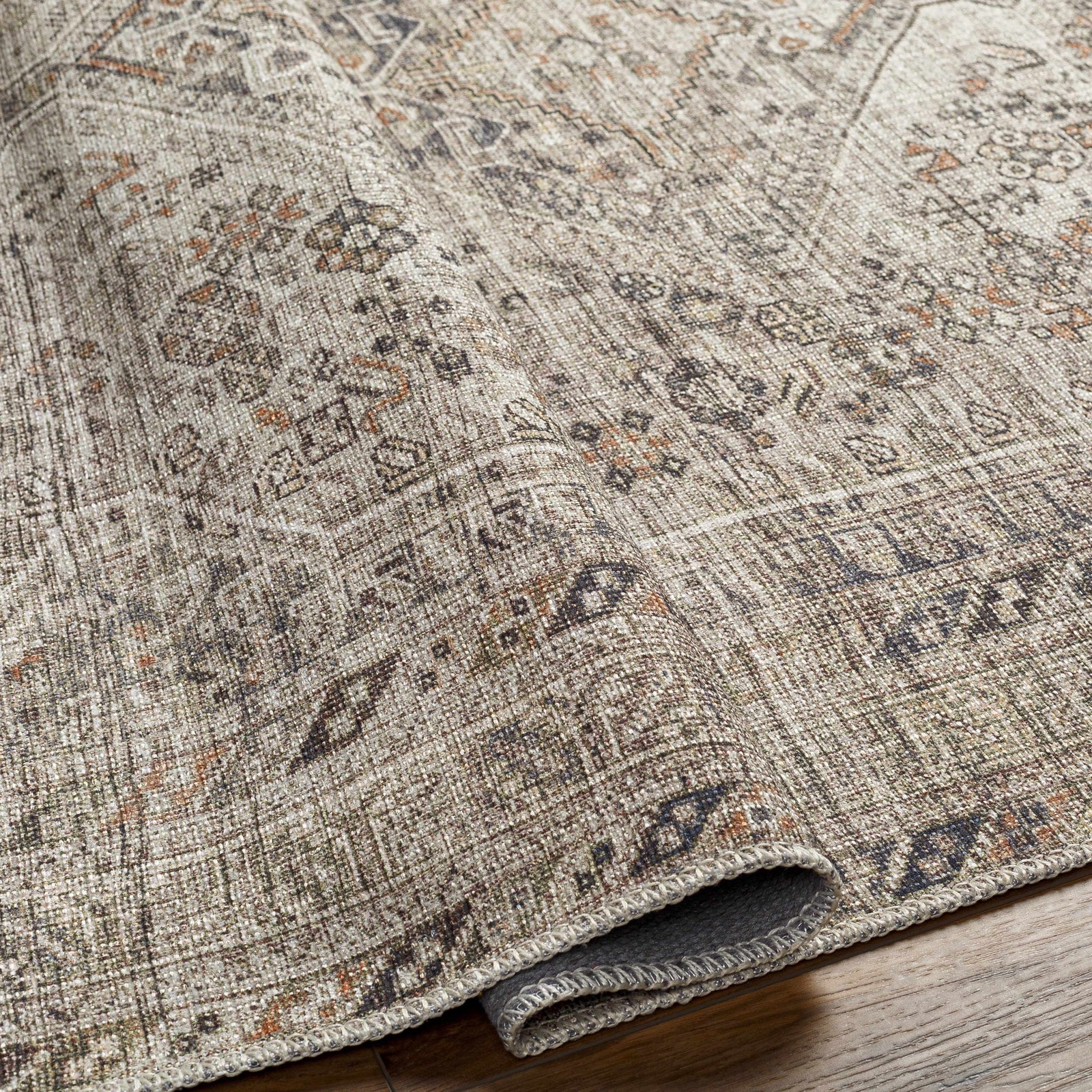 Alfombra lavable de pelo plano beige Barny