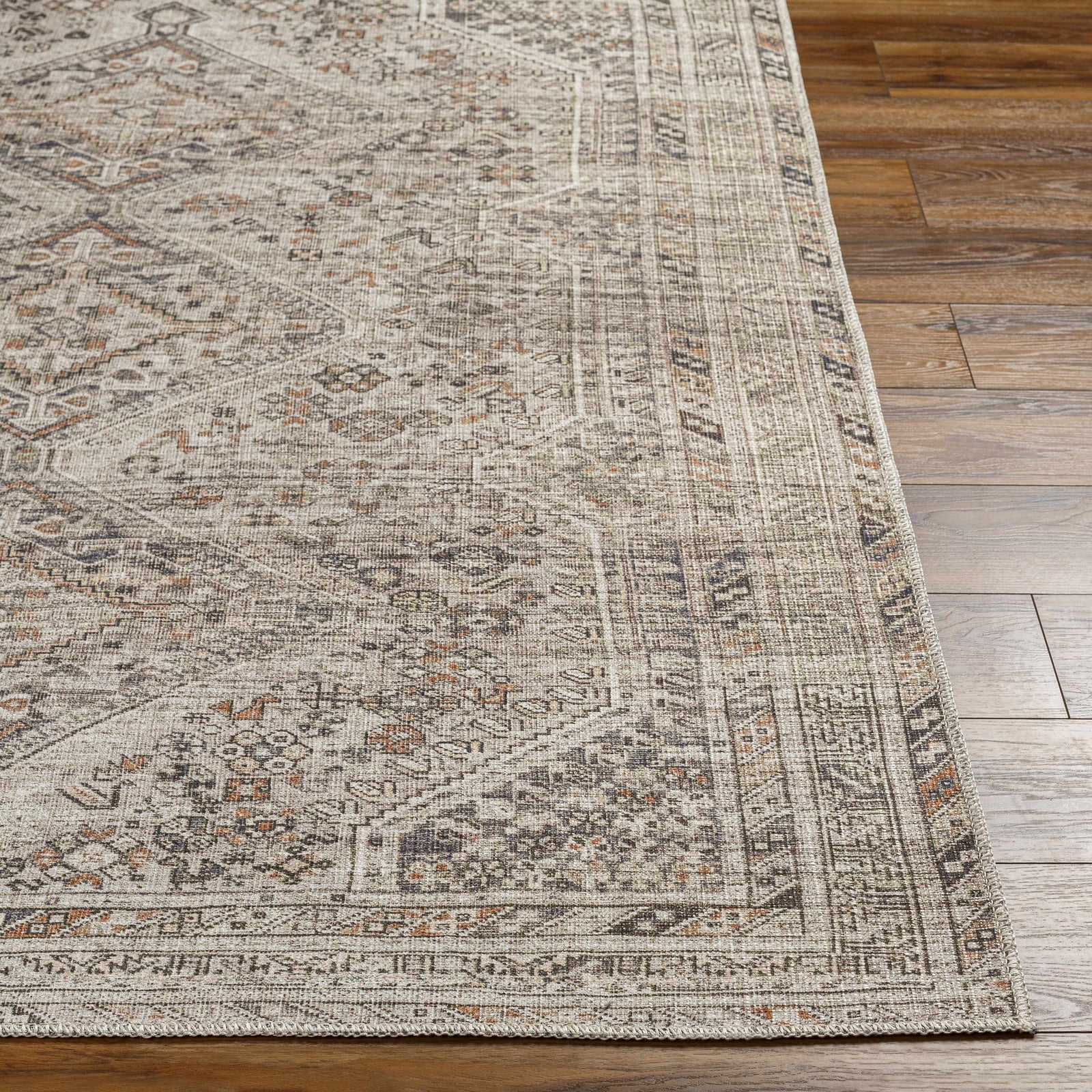 Alfombra lavable de pelo plano beige Barny