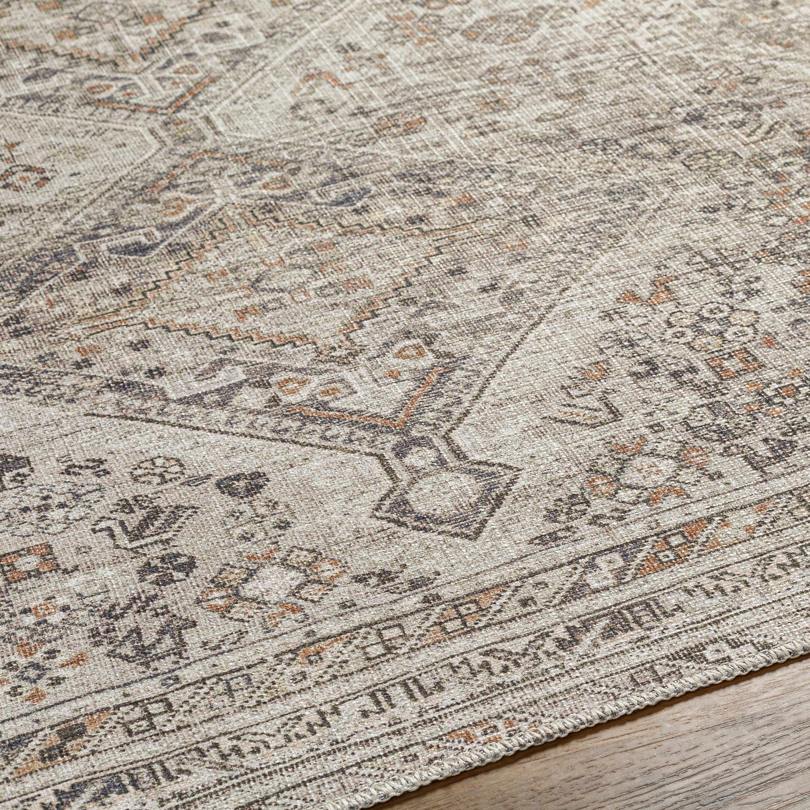 Alfombra lavable de pelo plano beige Barny