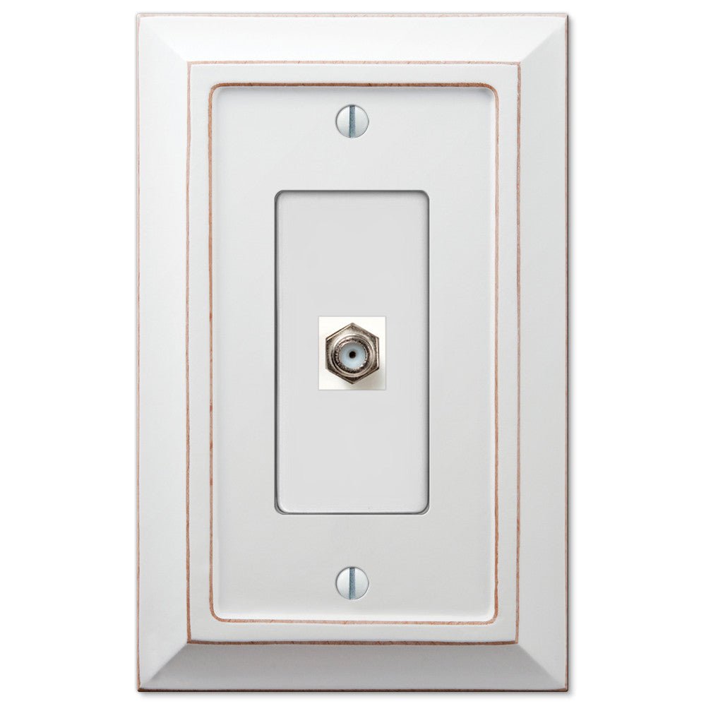 Placa de pared con conector para cable de madera blanca envejecida Savannah