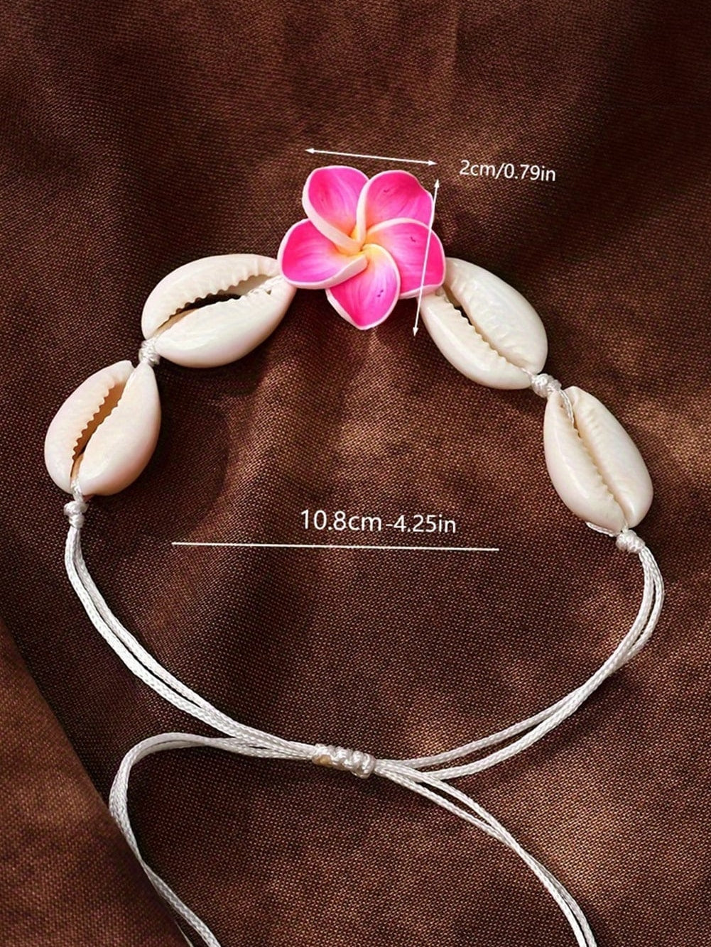 Seashell and Flower Adjustable Polymer Clay Bracelet